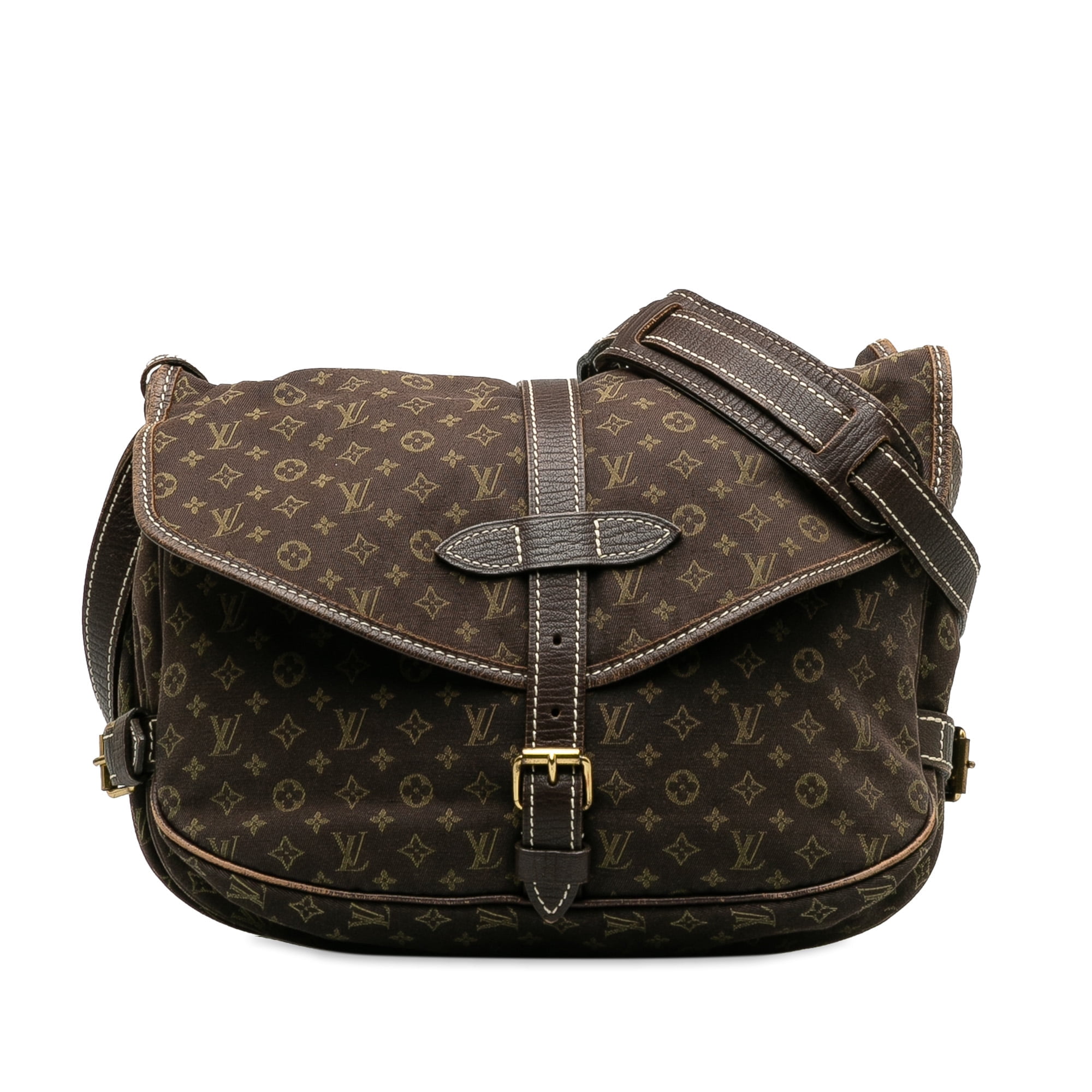 Pre Owned Authenticated Louis Vuitton Monogram Mini Lin Saumur 30 Canvas Fabric Brown Crossbody Bag Unisex Good Walmart