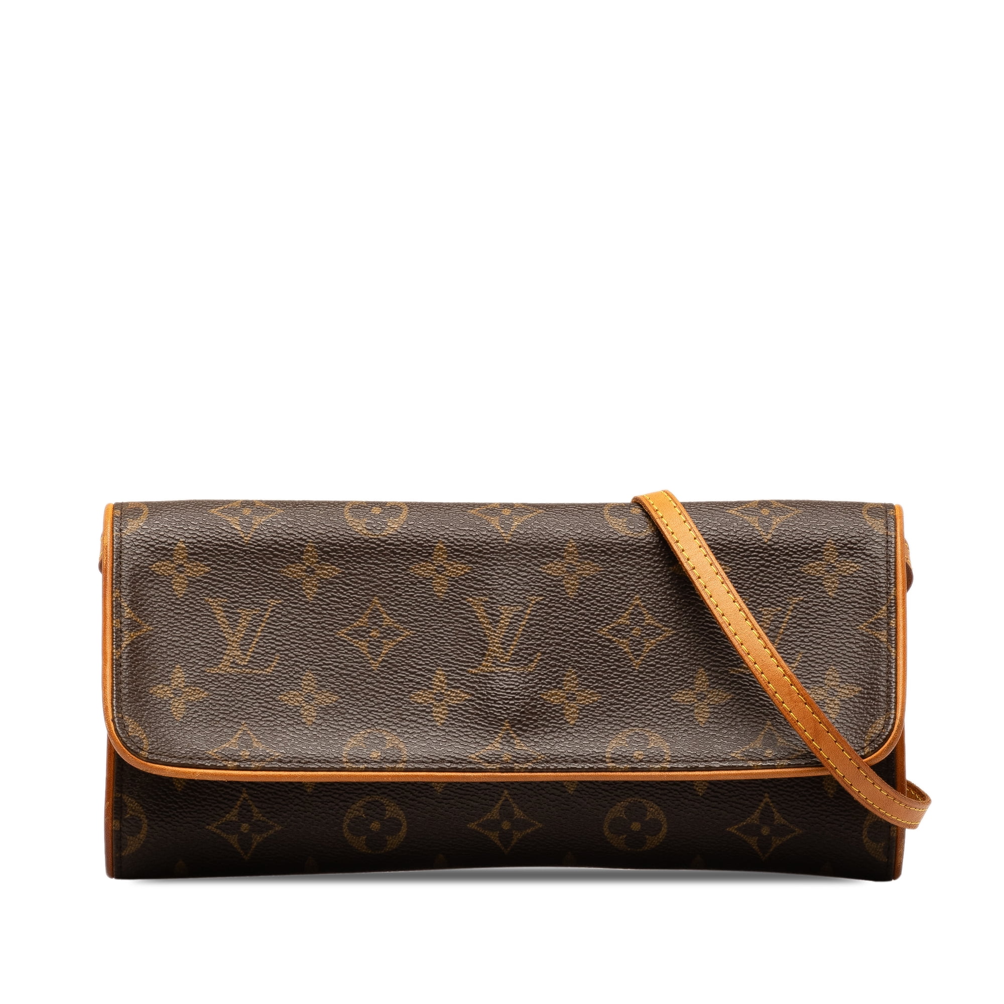 Pre Owned Authenticated Louis Vuitton Monogram Pochette Twin GM Canvas Brown Crossbody Bag Unisex Good Walmart