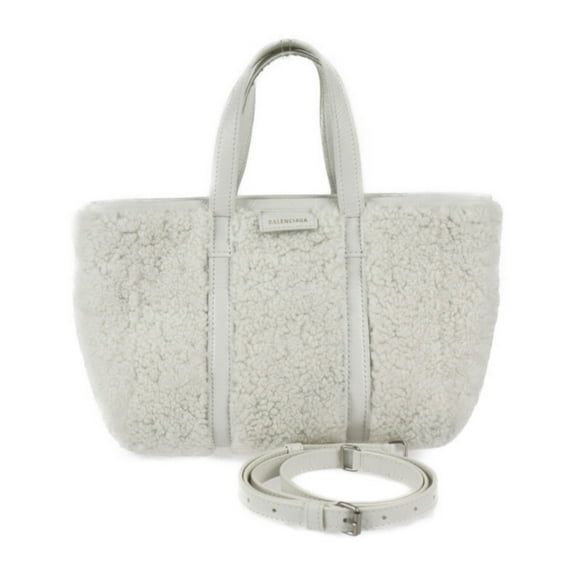 Pre-Owned BALENCIAGA Balenciaga Balbes Small handbag 671404 mouton leather white 2WAY (Good)