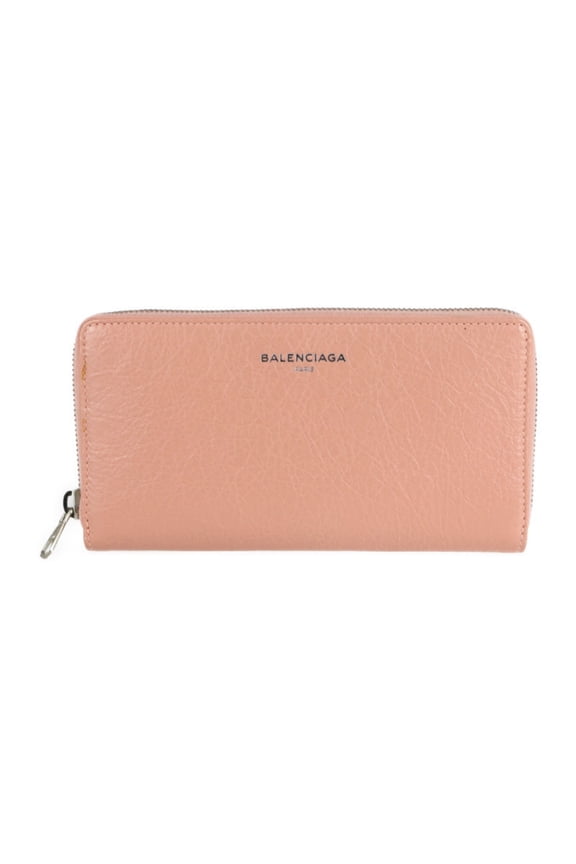 Pre-Owned BALENCIAGA Balenciaga exclusive long wallet 419805 leather pink beige round zipper (Good)