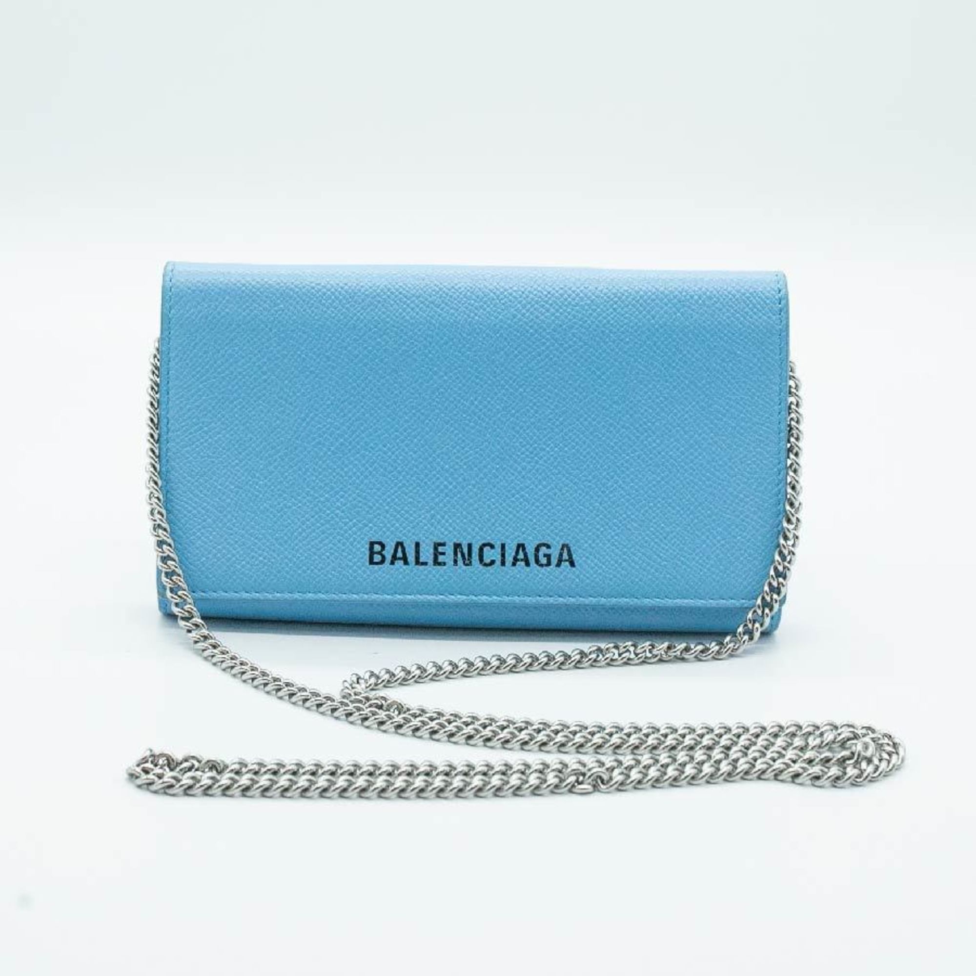 Pre Owned BALENCIAGA Wallet Chain Villefon 2 Way Leather Light Blue Silver Women s 579309 PD88 Good Walmart