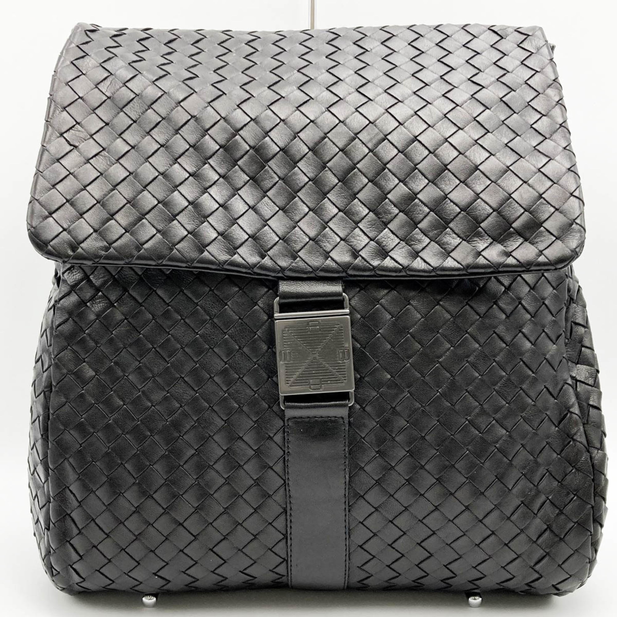 Pre-Owned BOTTEGA VENETA Intrecciato Backpack Daypack Black 