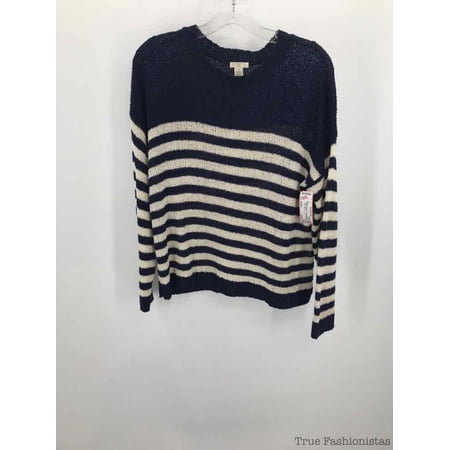 Pre-Owned BP Navy Size Medium Stripe Open Knit Sweater