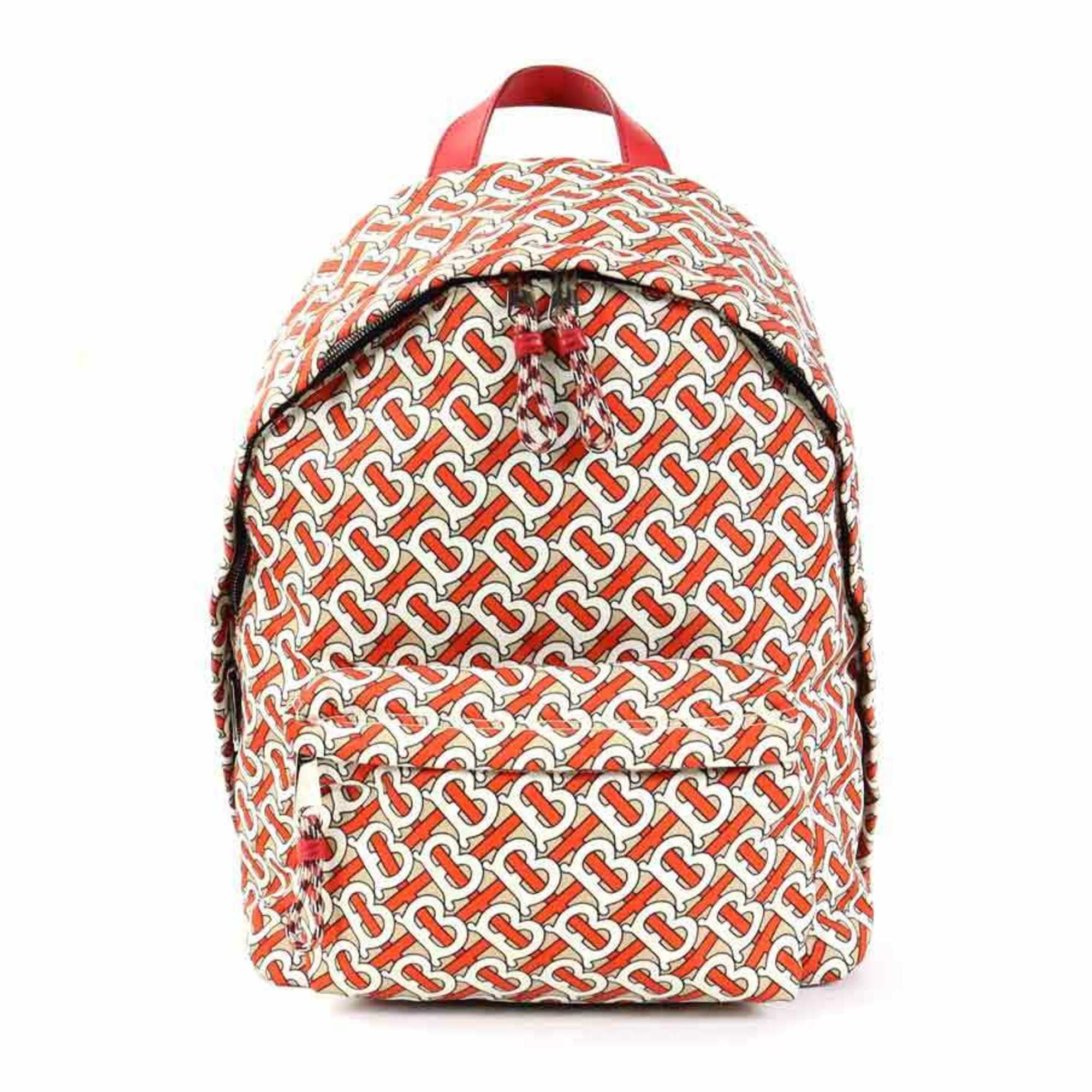 PreOwned BURBERRY Backpack Nylon Orange x Beige Ivory Unisex (Good