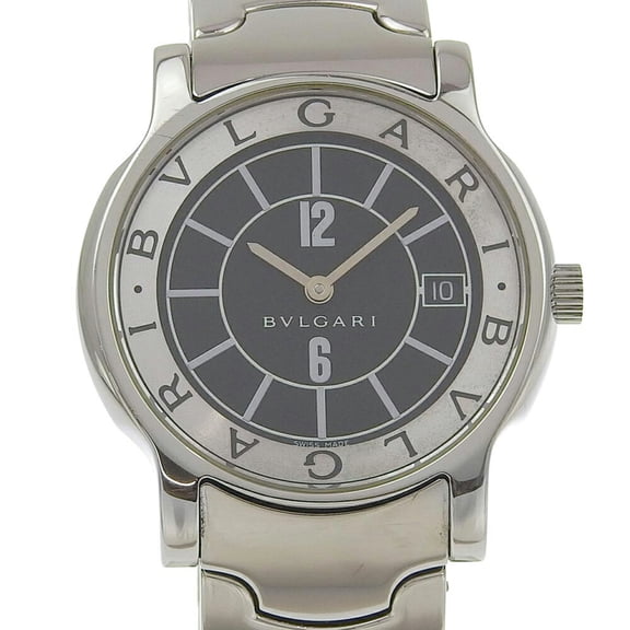 Pre-Owned BVLGARI Solo Tempo Watch ST35S Stainless Steel Quartz Analog Display Black Dial Men's (Fair)