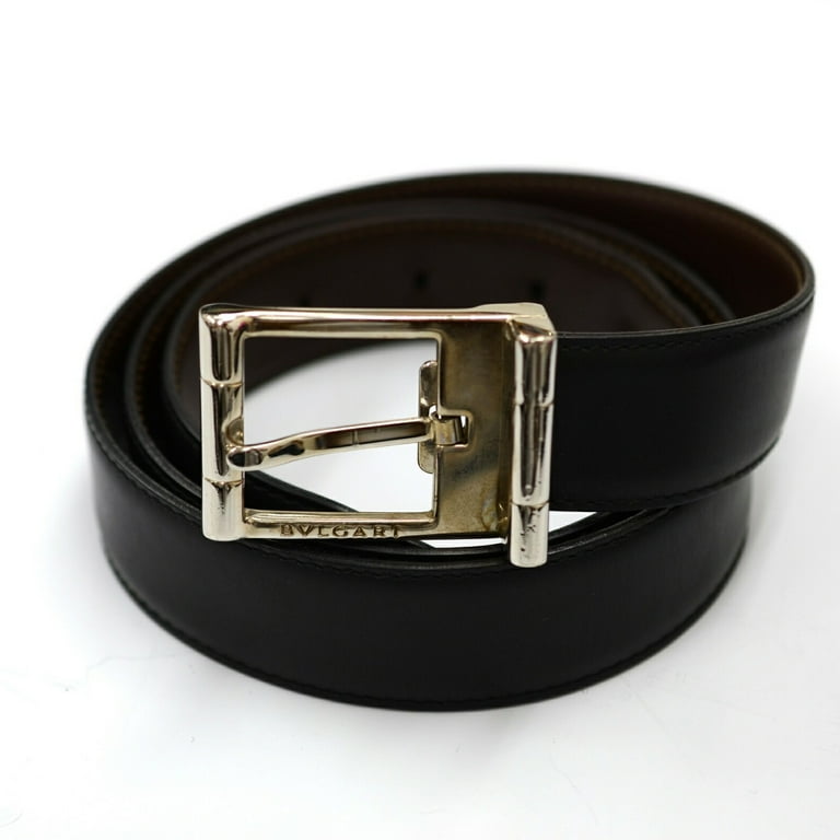 Pre Owned BVLGARI Square Buckle Reversible Men s Belt 14402 Black x Brown JA 17 Good Walmart