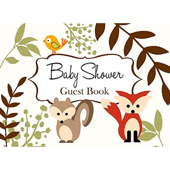Pre-Owned Baby Shower Guest Book: White Woodland Forest Animals Advice for Parents and Gift Log Paperback