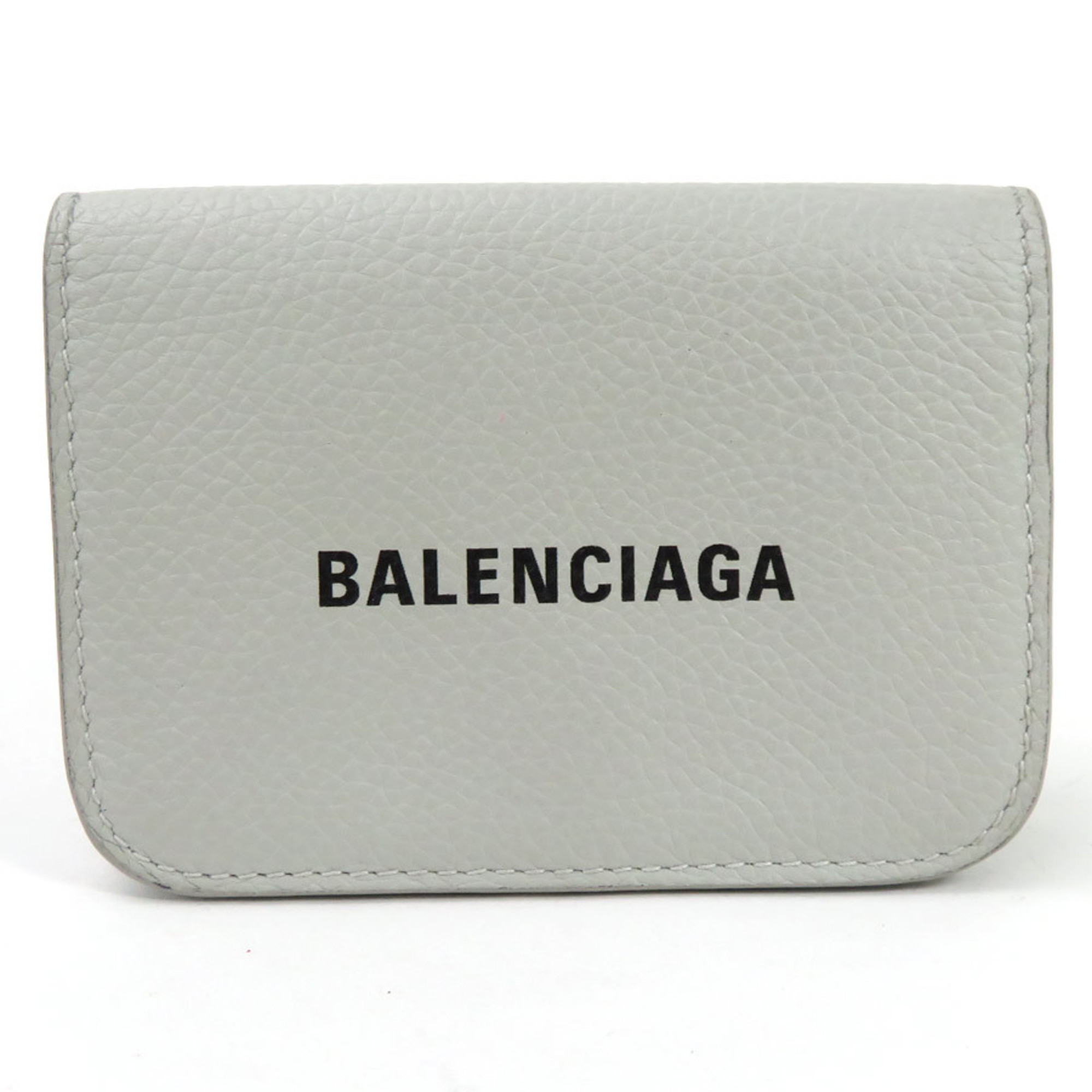 ★BALENCIAGA★ Tri-fold wallet light gray 5938131IZI31460 59 Pre-Owned Balenciaga BALENCIAGA tri-fold wallet leather