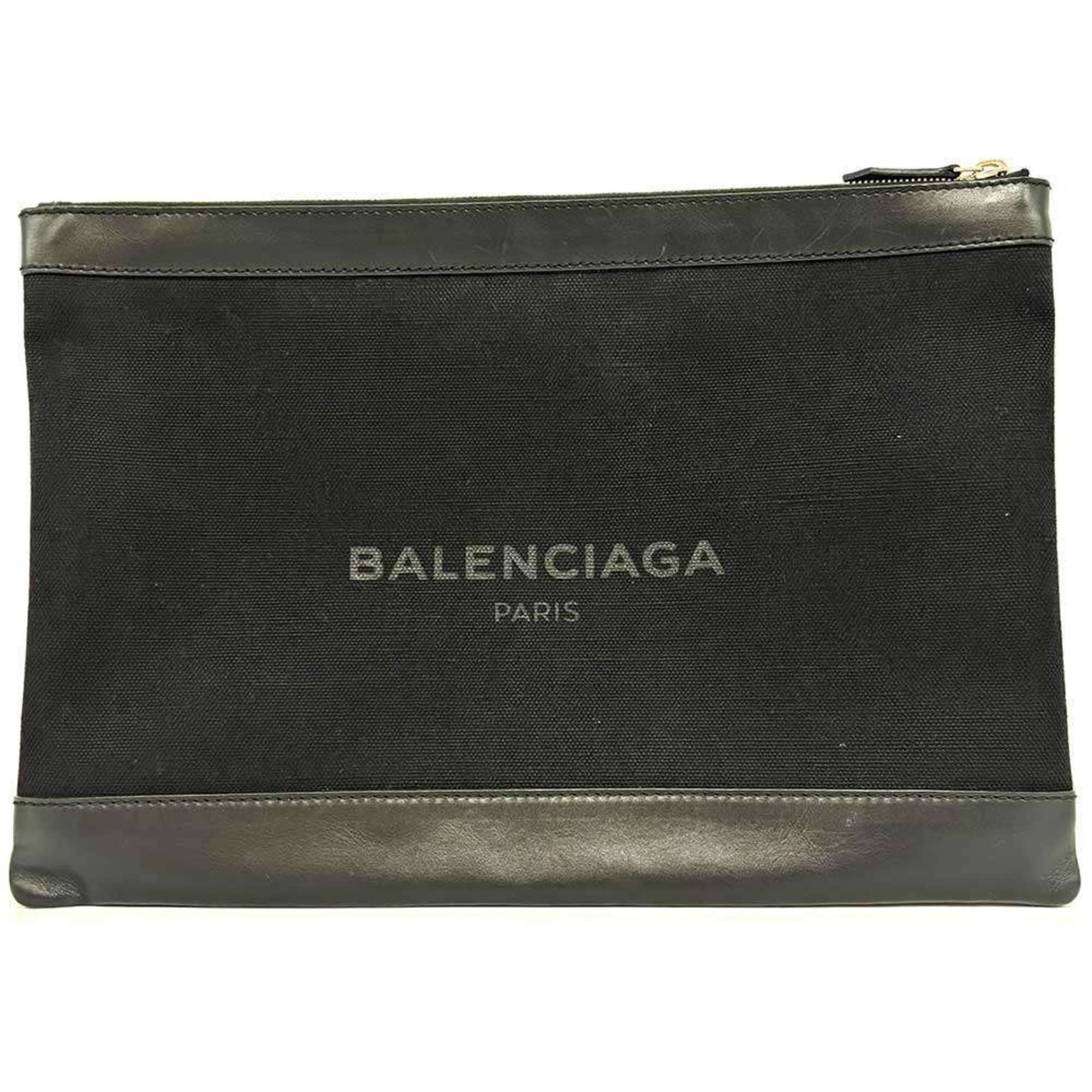 Pre Owned Balenciaga Navy Clip L Clutch Bag Canvas Black BALENCIAGA Good Walmart