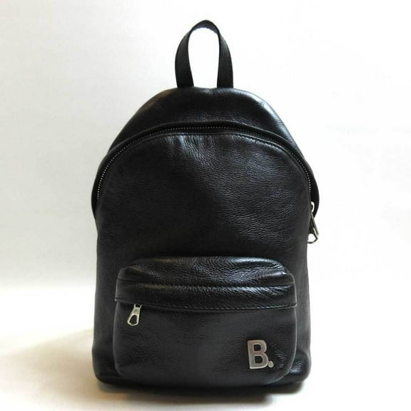 Pre-Owned Balenciaga bag B logo backpack black rucksack leather 580026 BALENCIAGA (Good)