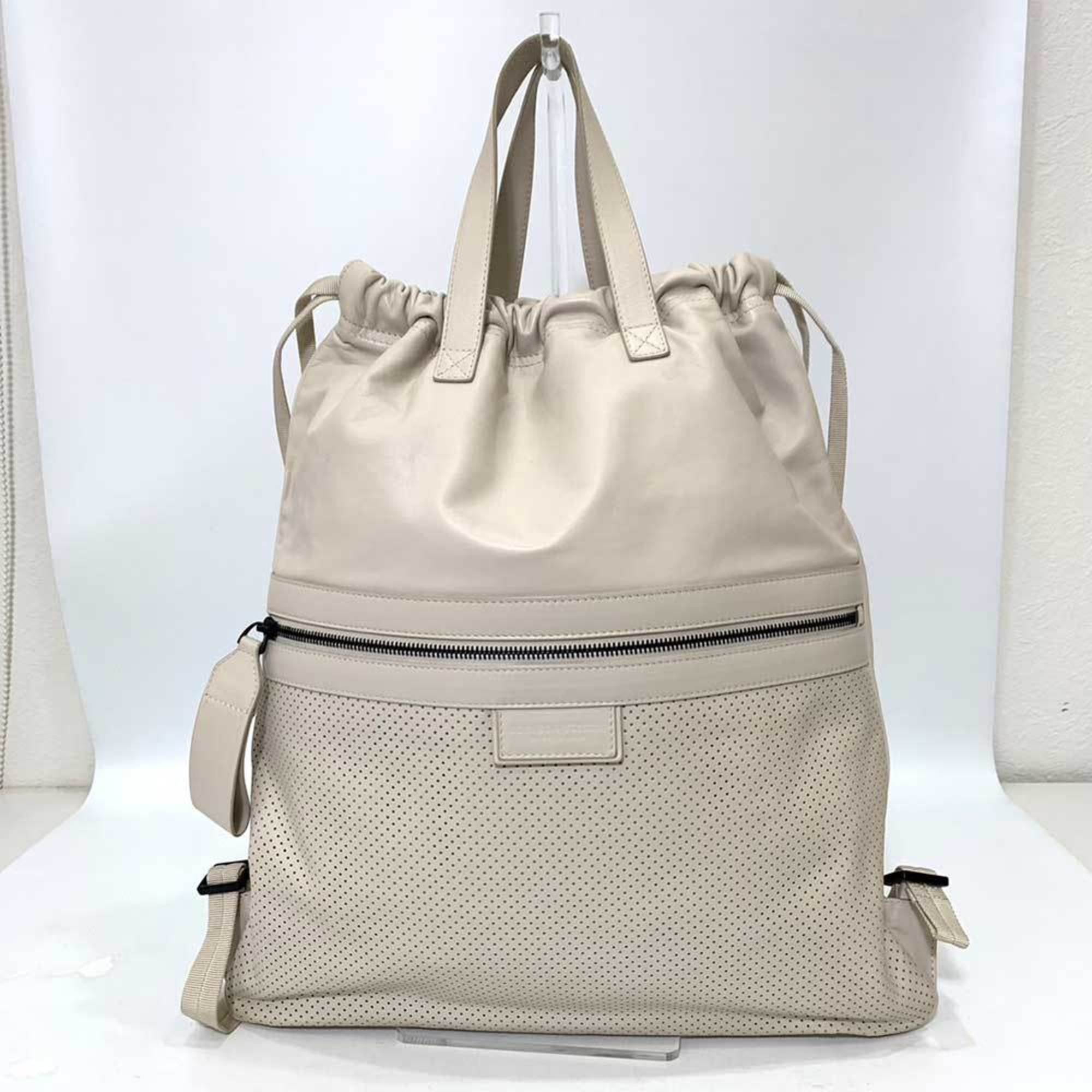 Pre-Owned Bottega Veneta Bag Leggero Backpack Rucksack Ivory White 