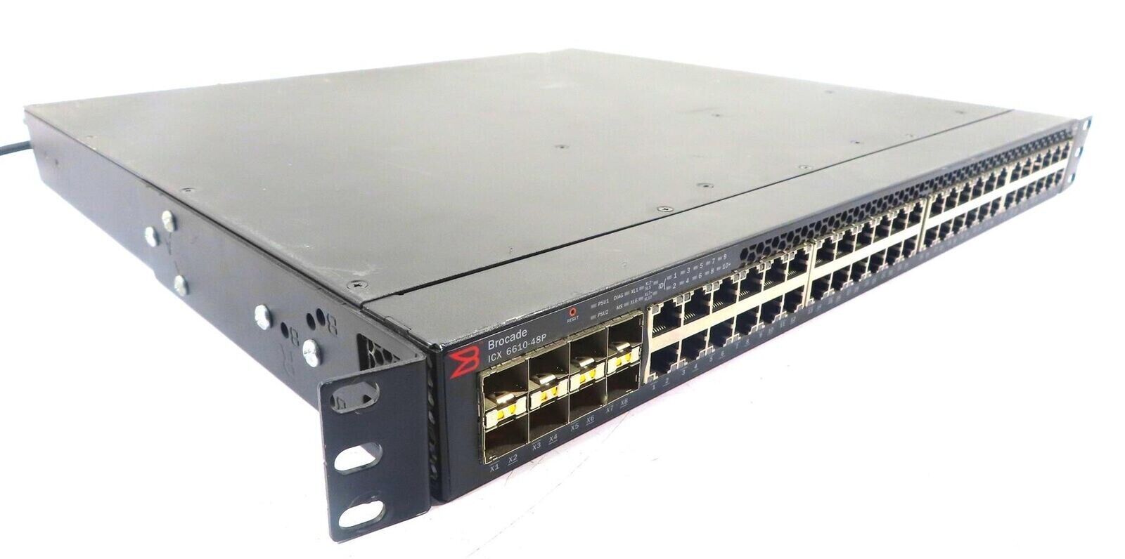 Brocade ICX6610-48P-E 48-port PoE+ Gigabit Ethernet Switch 8x SFP+ 10GbE with PSU (Used) - image 1 of 3