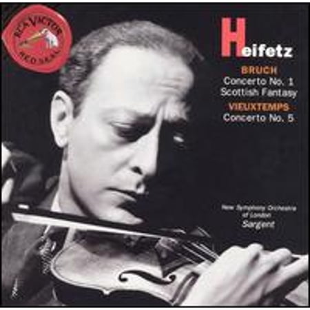Pre-Owned Bruch: Concerto No. 1; Scottisch Fantasy; Vieuxtemps: Concerto No. 5 (CD 0090266174522) by Jascha Heifetz (violin), Osian Ellis (harp), New Symphony Orchestra of London, Malcolm Sargent (con