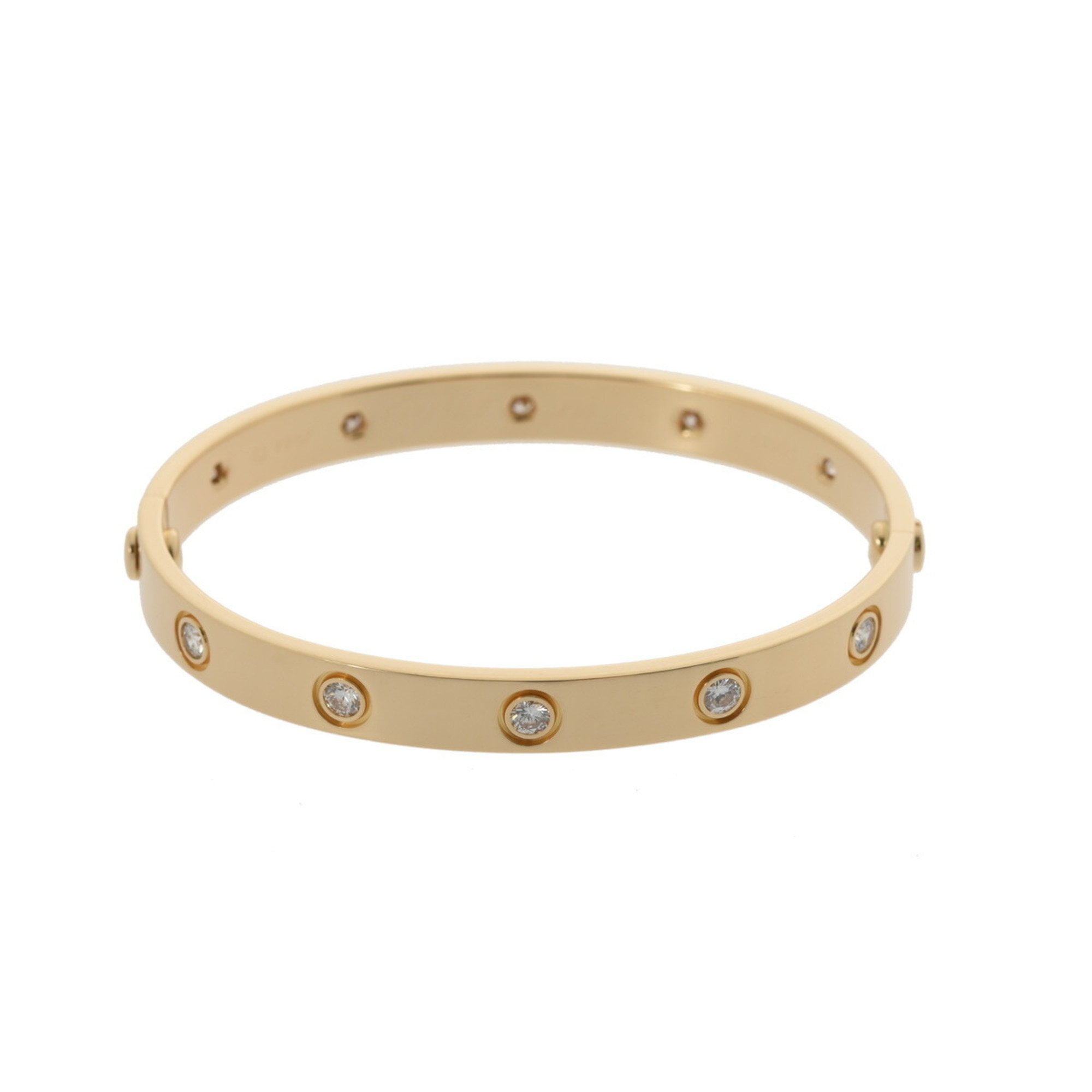 Pre Owned CARTIER Cartier Love Bracelet All Diamond 16 Women s K18 Yellow Gold Good Walmart
