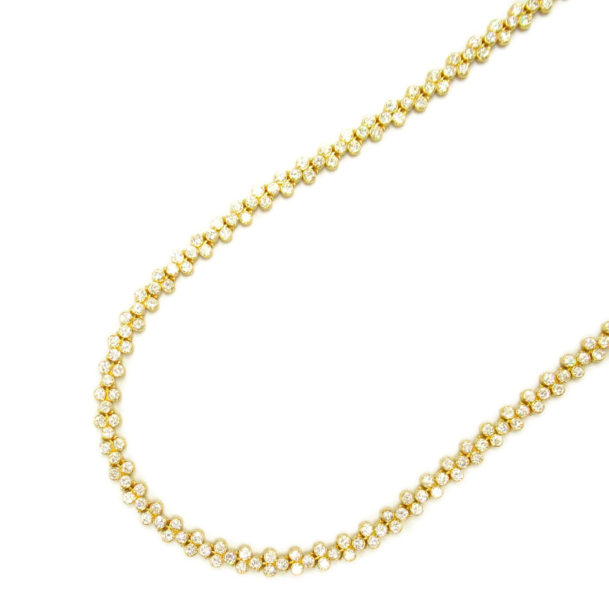 Pre Owned CARTIER Tennis Necklace Clear K18 Yellow Gold Clear Good Walmart