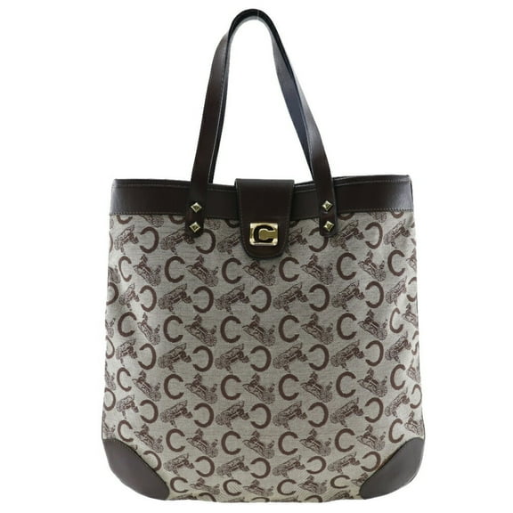 Pre-Owned CELINE C Macadam Tote Bag Canvas Made in France Brown Shoulder Handbag A4 Open Ladies (Fair)