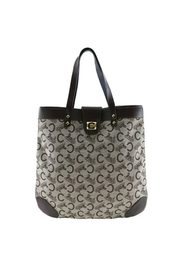 Pre-Owned CELINE C Macadam Tote Bag Canvas Made in France Brown Shoulder Handbag A4 Open Ladies (Fair)