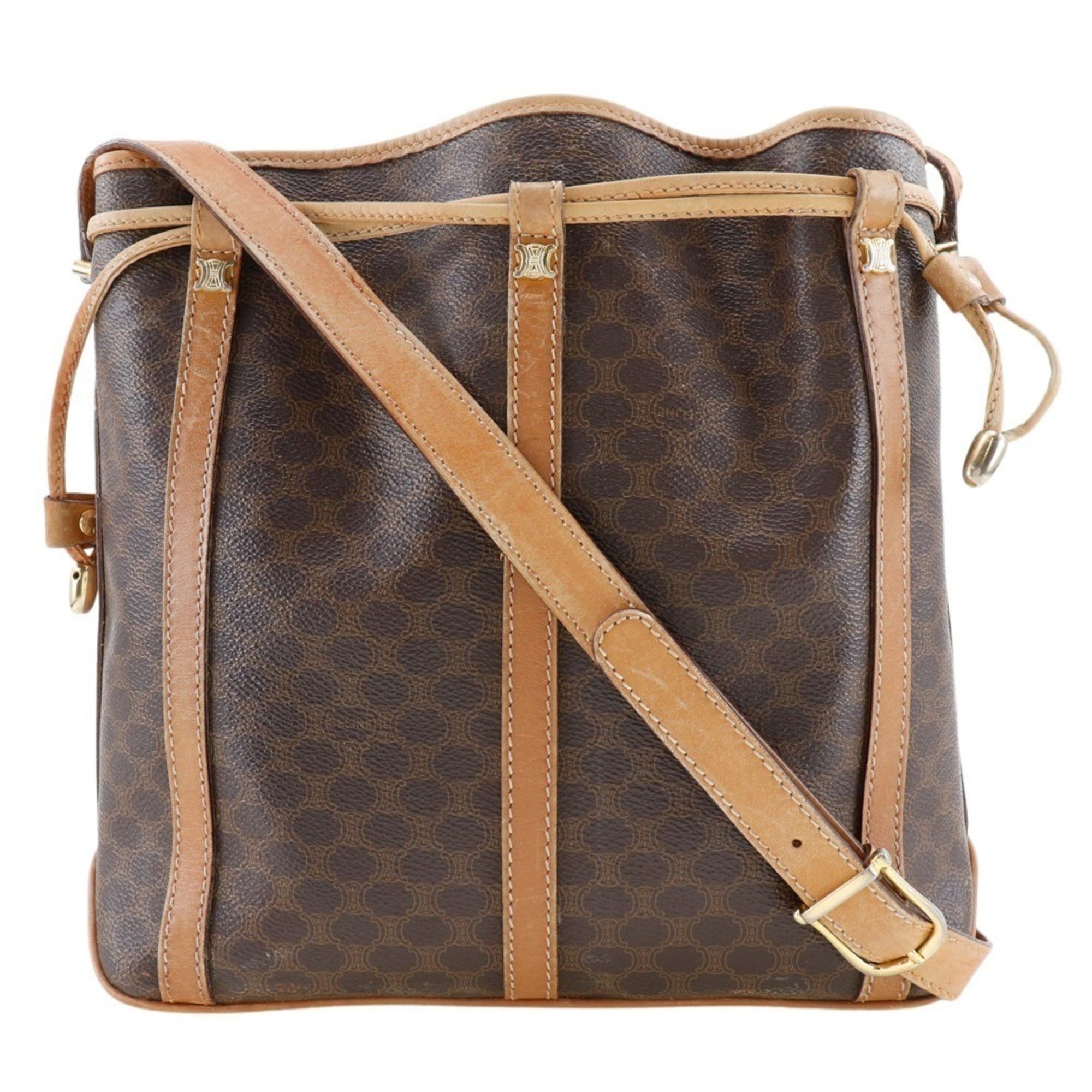 Celine Brown PVC Macadam Shoulder Bag