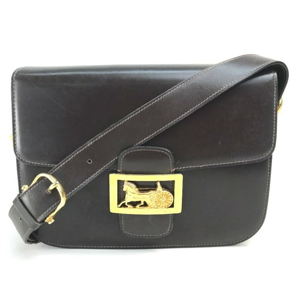 Pre-Owned CELINE vintage Bag Shoulder Bag Dark Brown x GoldHardware (Fair)
