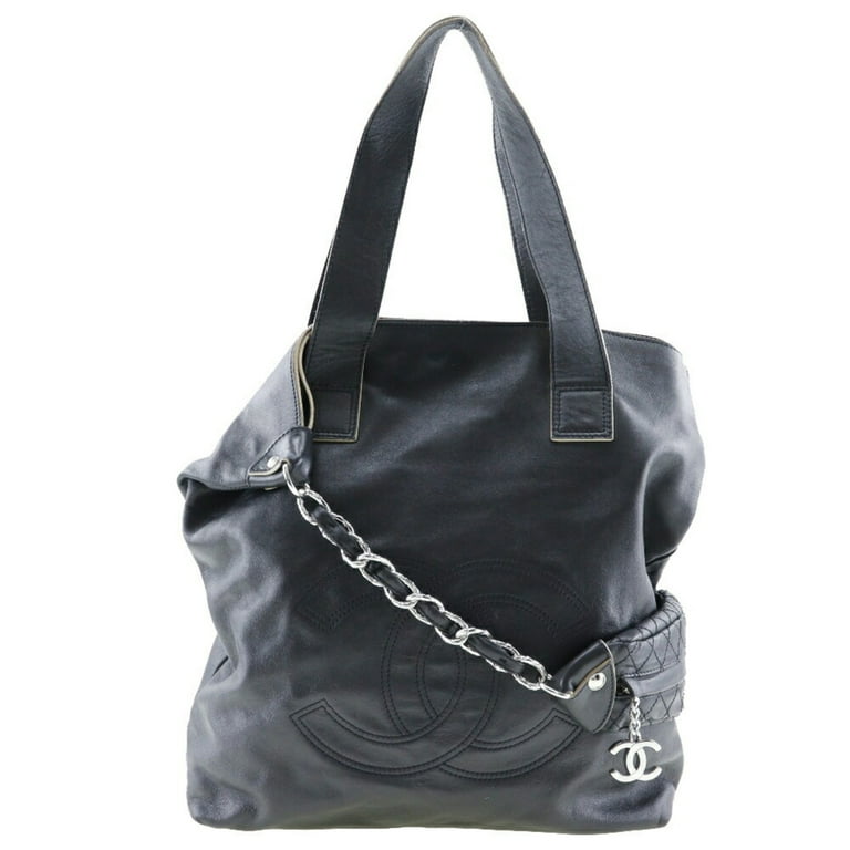 Pre-Owned CHANEL 2WAY Shoulder Handbag Calf Made in Italy Black 