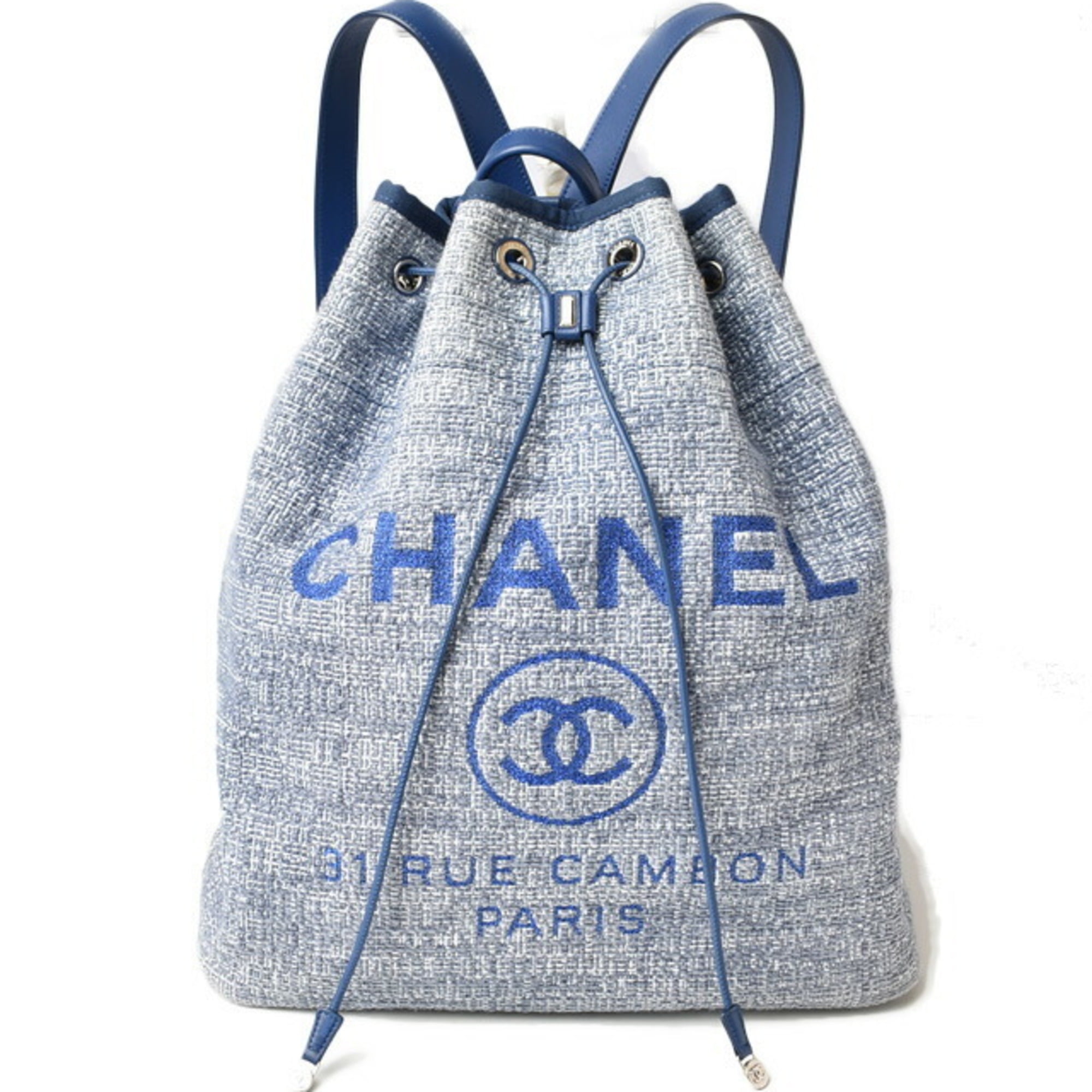 Chanel Deauville Large Navy Denim Canvas Drawstring Backpack Chanel Blue Denim Deauville Backpack 2017 main image 4