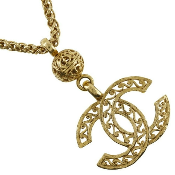 Pre-Owned CHANEL COCO Mark Necklace Vintage Pendant Gold Plated Made in France 1996 96A Approx. 83.4g Women's (Good)