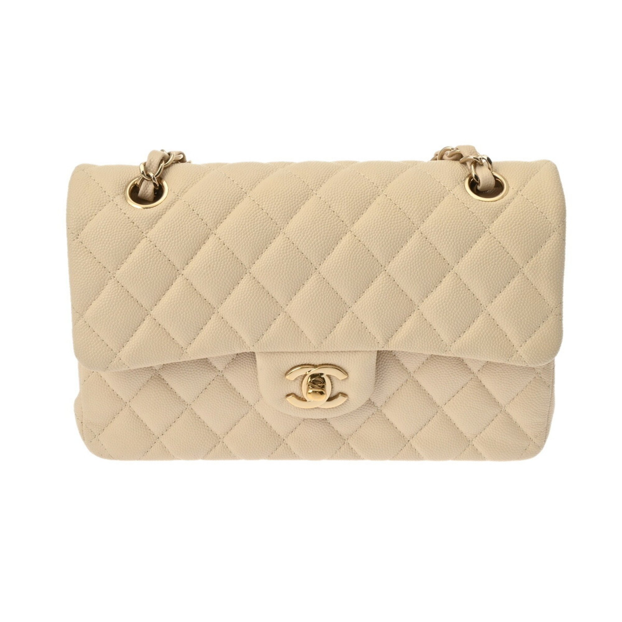 Pre-Owned CHANEL Chanel Matelasse Chain Shoulder 23cm W Flap Beige 
