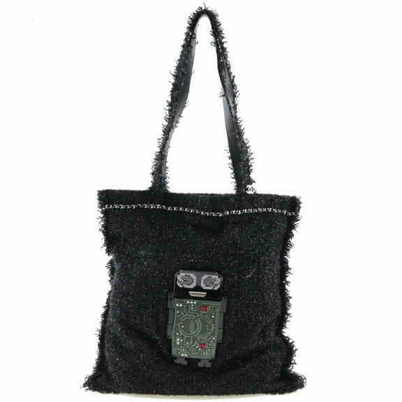 Pre-Owned CHANEL Chanel Robot Tote Bag Cocomark A94646 Tweed Black/Silver Hardware Unisex (Good)