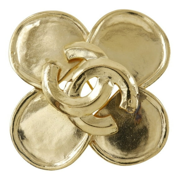 Pre-Owned CHANEL Clover Brooch, Gold Plated, 1996, 96P, Approx. 28.8g, Clover, Women's (Good)