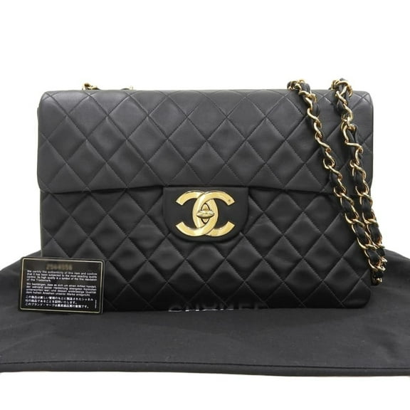 Pre-Owned CHANEL Deca Matelasse 34 Coco Mark Chain Shoulder Bag Black A01094 (Good)