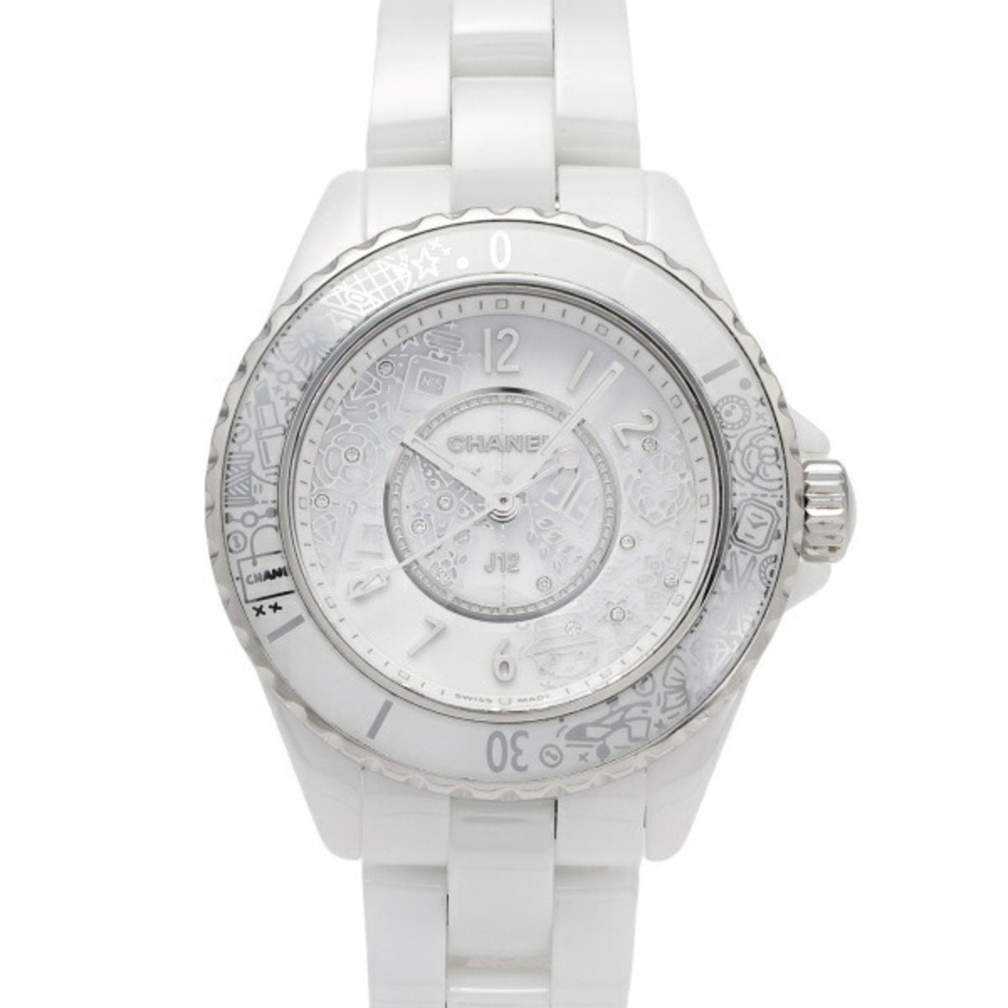 Pre Owned CHANEL J12 20 20th Anniversary Model World Limited Edition 2020 H6477 White Dial Watch Women s Good Walmart