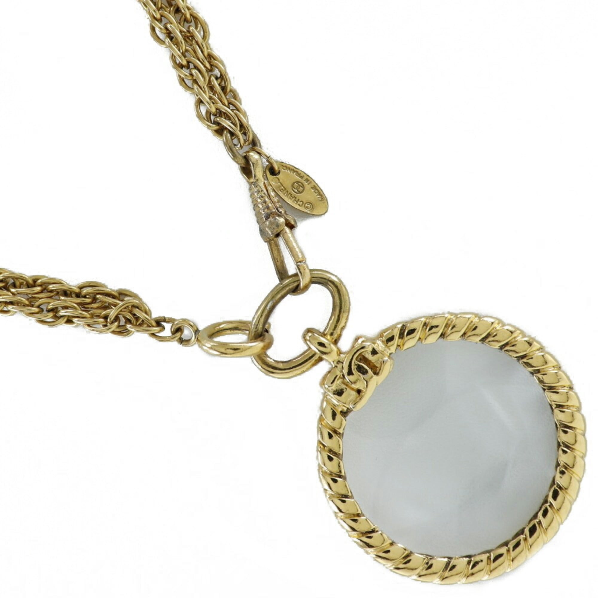 Pre-Owned CHANEL Loupe Necklace Double Chain Vintage Gold Plated 
