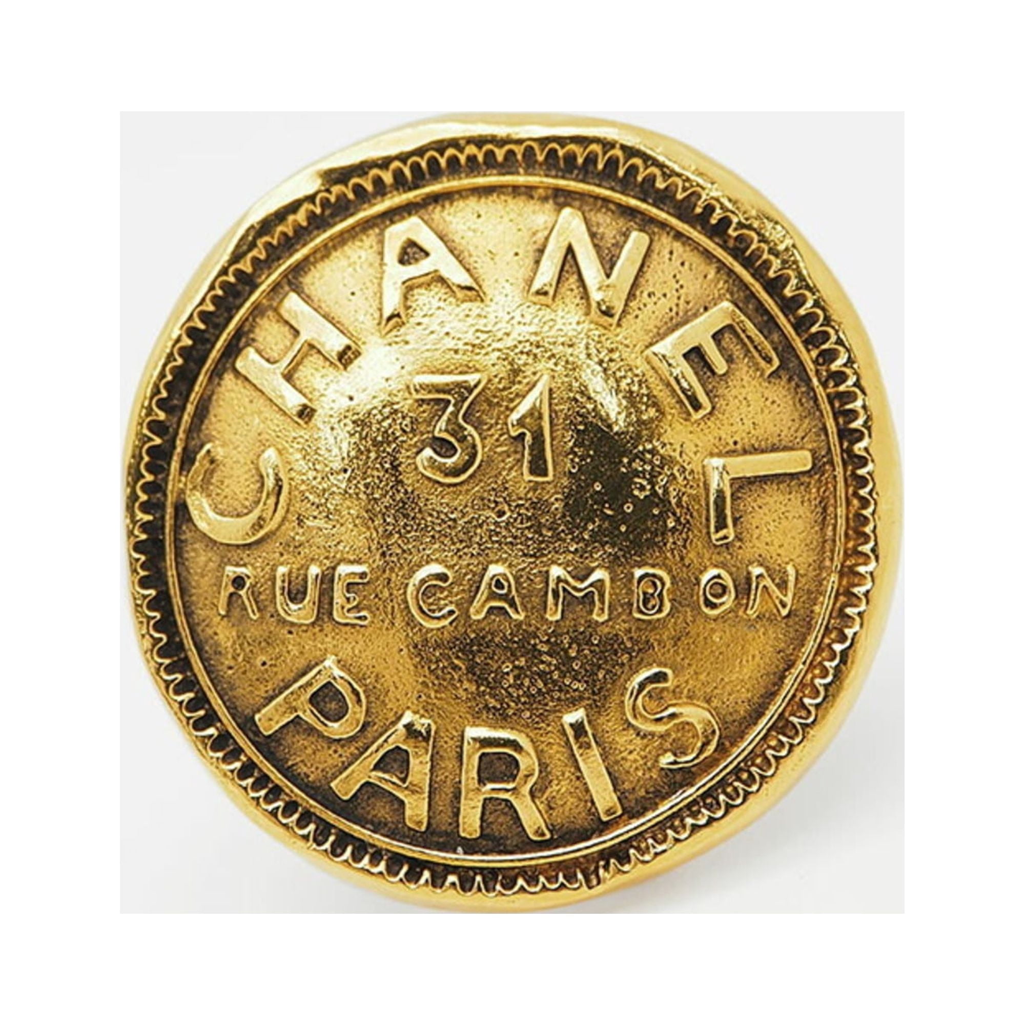 Pre-Owned CHANEL Vintage Cambon Brooch 31 RUE CAMBON Logo Gold 