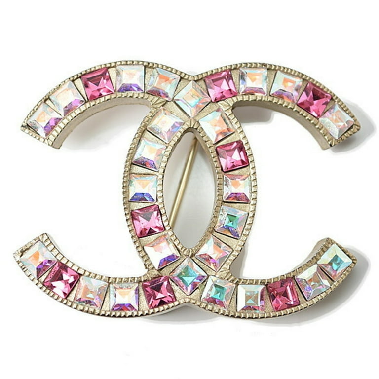 Pre-Owned CHANEL brooch pin here mark rhinestone pink multi Pre-Owned CHANEL brooch pin here mark rhinestone pink multi
