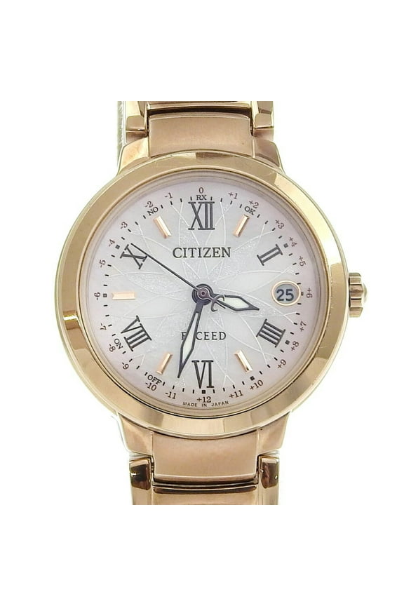 Pre-Owned CITIZEN Exceed Date Eco-Drive ES9322 57W White Shell Dial Titanium Solar Radio (Good)