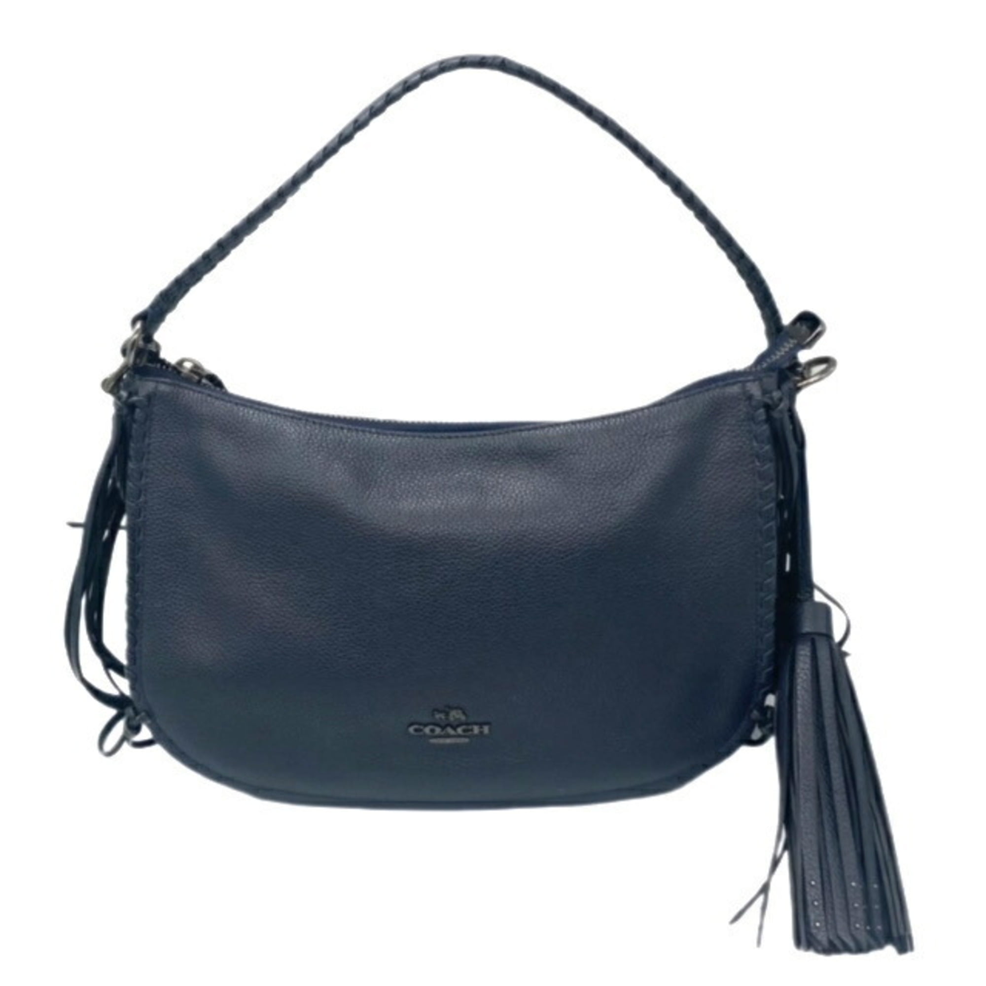 Pre Owned COACH Hobo Bag Shoulder Handbag Leather Navy Ladies Good Walmart