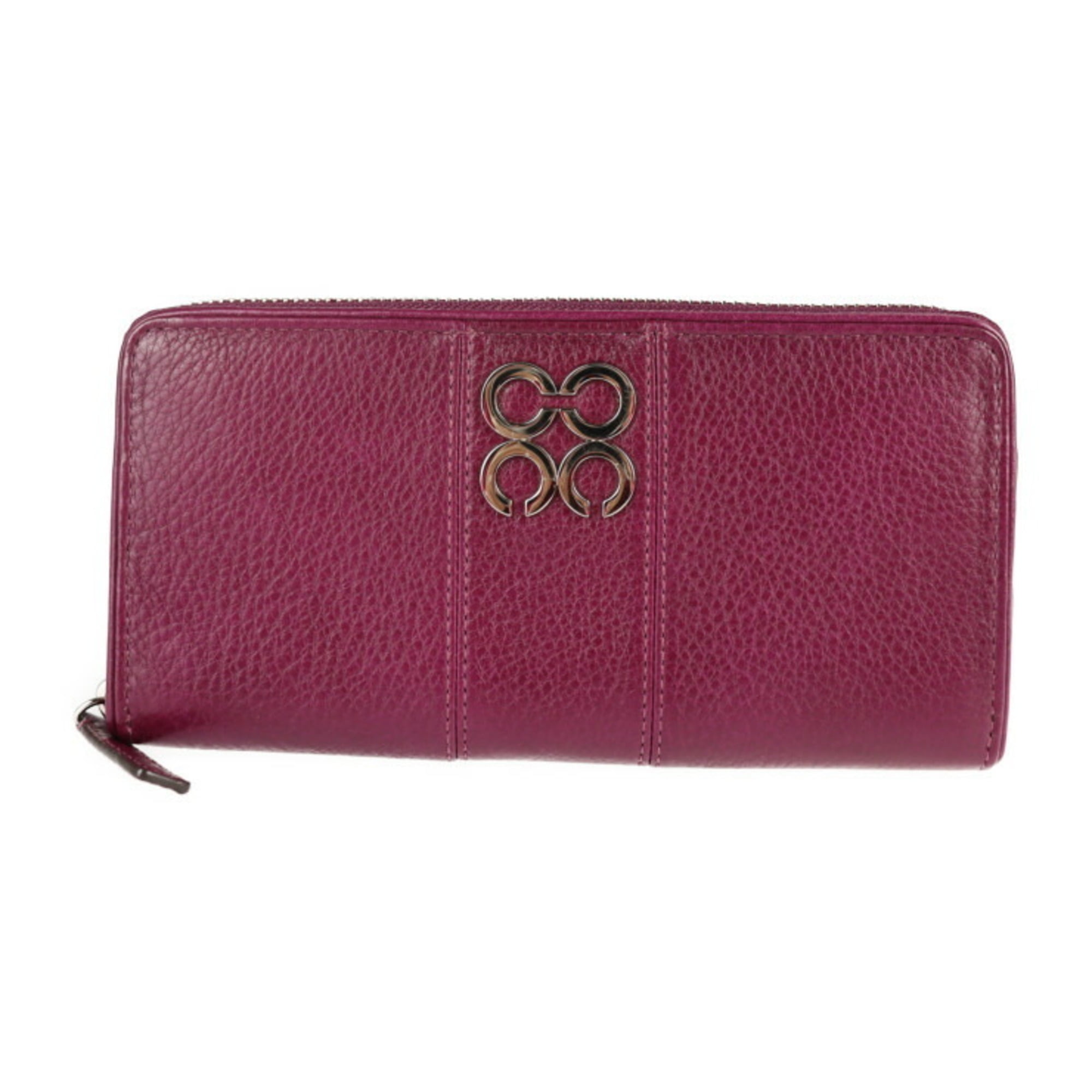 Pre Owned COACH Op Art Long Wallet F43806 Leather Purple Series