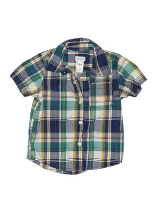 Carters Checker Button Down Half Sleeves Shirt - White - Cotton Mixes or Cotton Poly - 2 to 3 Years - White - Boys - for Toddler