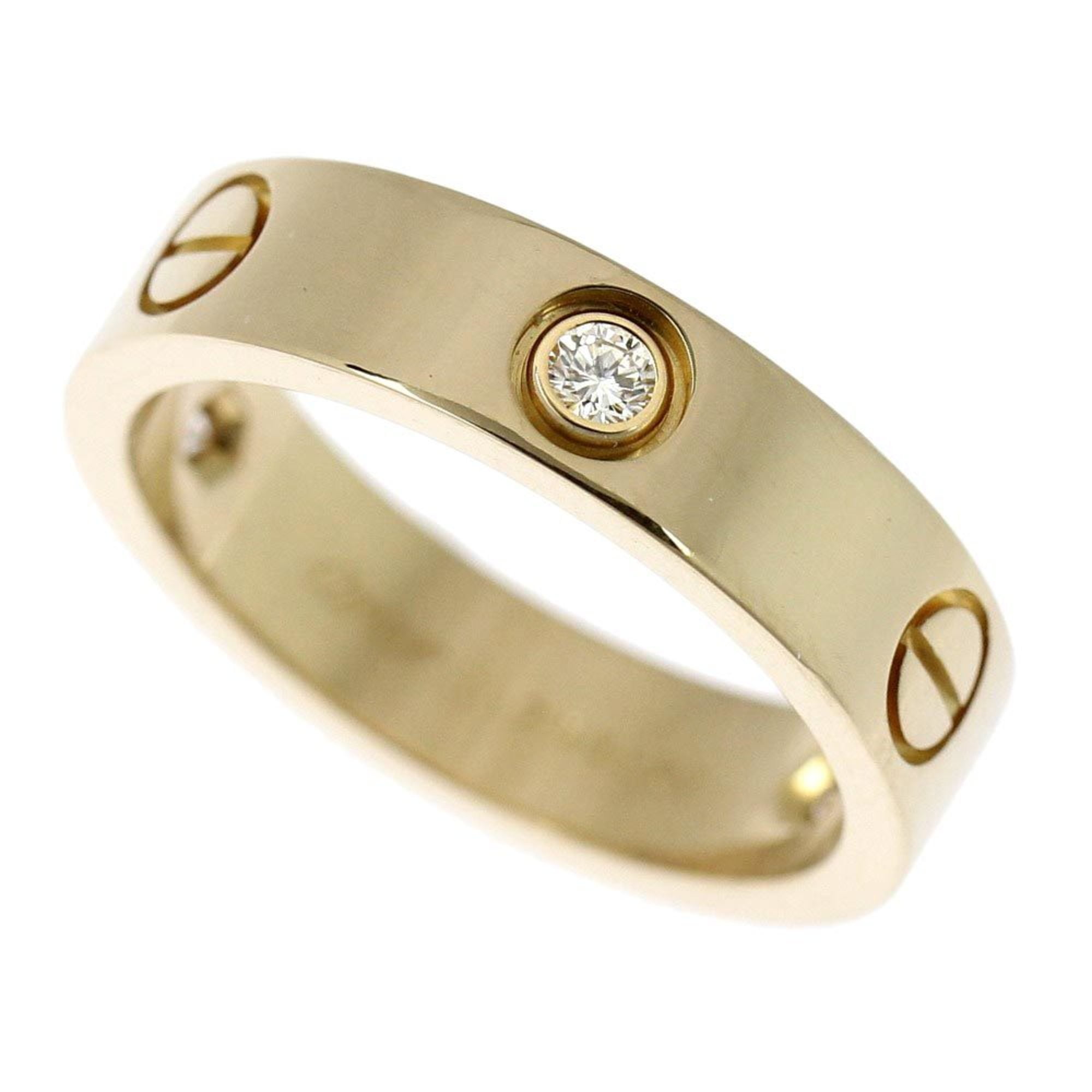 Authentic Used Cartier K18YG Half Diamond Love Ring Morocco