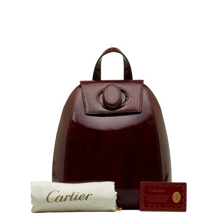 Pre Owned Cartier Happy Birthday Rucksack Backpack Wine Red Patent Leather Ladies CARTIER Good Walmart