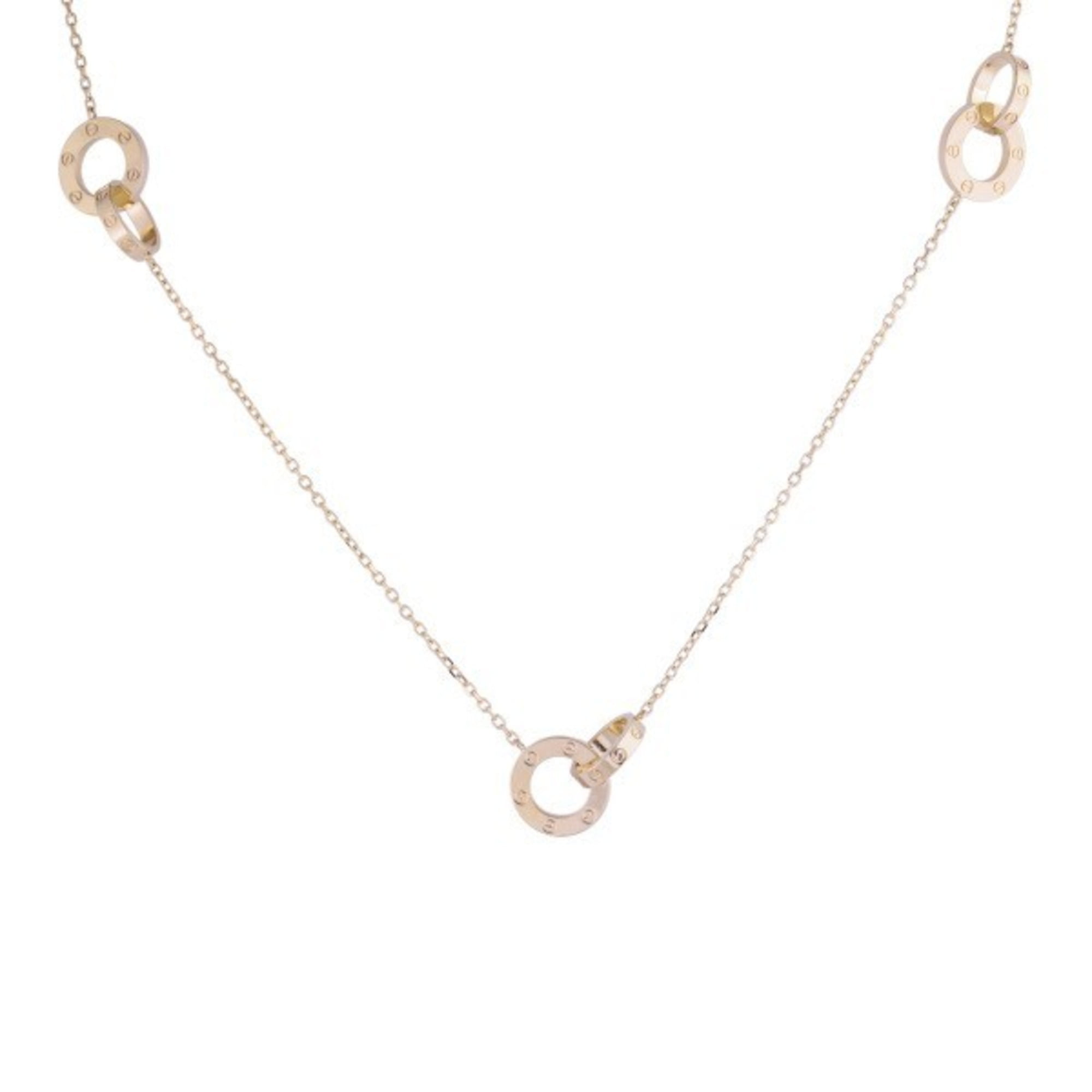 Cartier Love 18K Yellow Gold Screw Motif Circle Pendant Unisex Chain  Necklace Classic Style B7014200