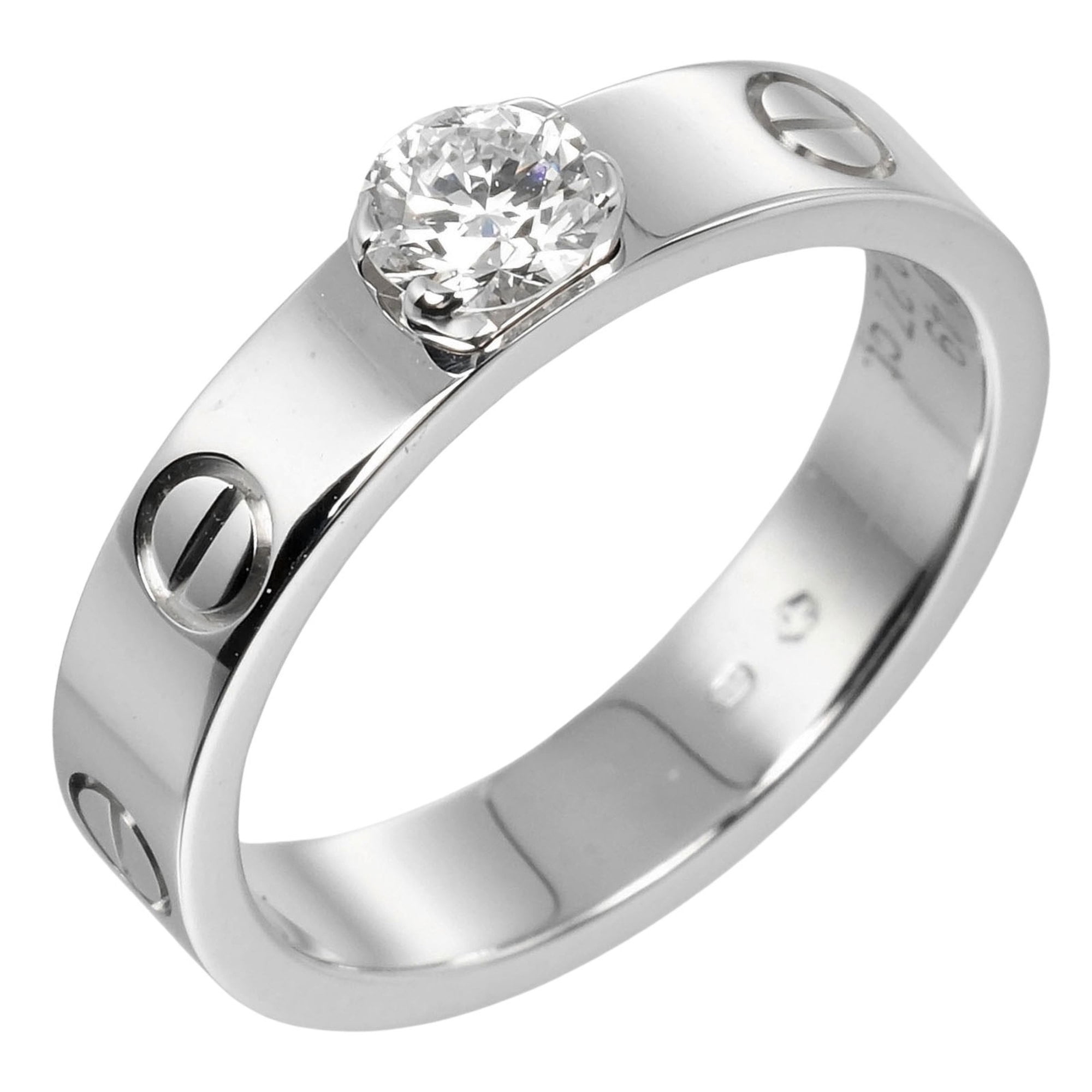 Pre Owned Cartier Love Solitaire Size 9 Ring 0.27ct VVS1 F 2EX VG K18 WG White Gold Diamond I132124010 Good Walmart