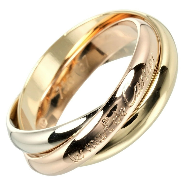 Pre Owned Cartier Trinity Ring size 16.5 K18 gold YG PG WG approx. 9.37g Good Walmart