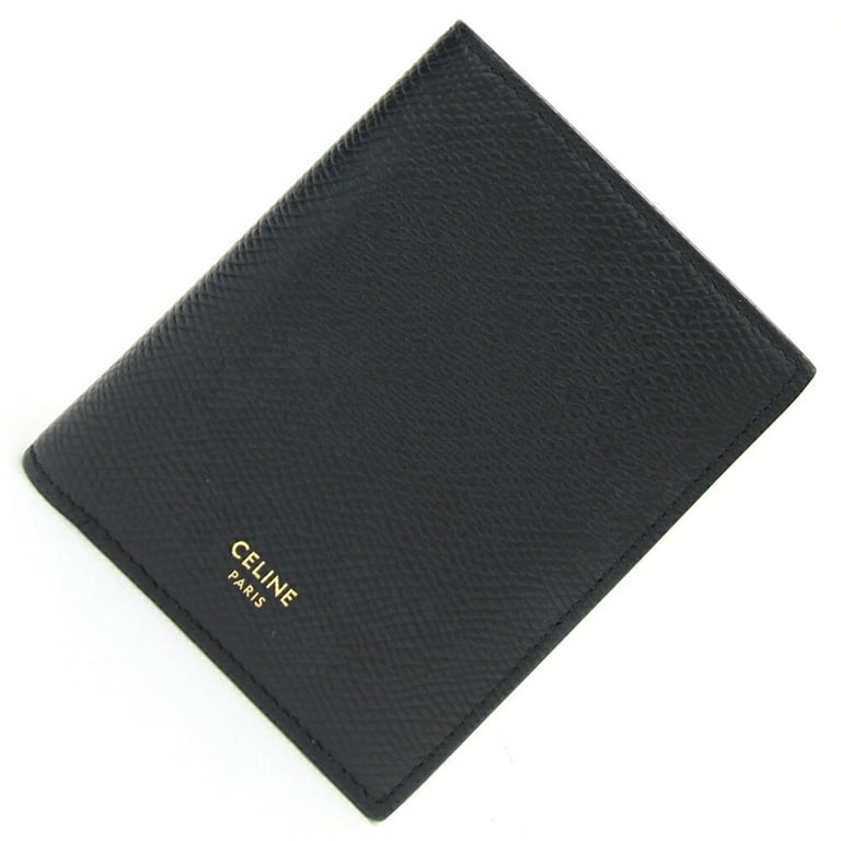 Pre Owned Celine Bi fold Compact Wallet 10E493BEL Black Leather Women s CELINE Good Walmart