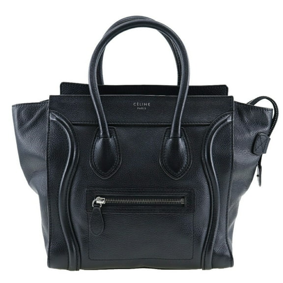 Pre-Owned Celine CELINE Luggage Handbag Micro Shopper 167793 Calf Made in Italy Black A5 Zipper Women's (Good)