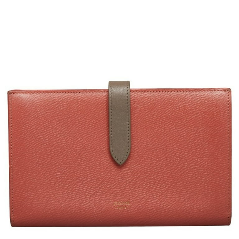 Pre Owned Celine Large Strap Wallet Long Bicolor Pink Gray Leather Women s CELINE Good Walmart