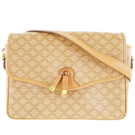 Pre-Owned Celine Old Macadam Pattern PVC Beige Women's Shoulder Bag (Good)