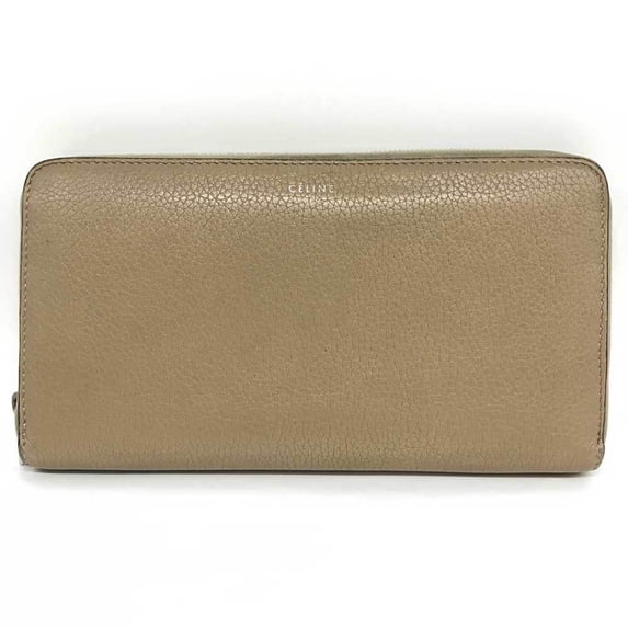 Pre-Owned Celine Round Long Wallet Beige Leather U-CE-0177 CELINE (Good)