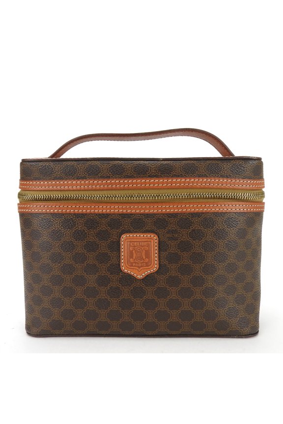 Pre-Owned Celine handbag, macadam leather, brown, vanity bag, pouch, women's, CELINE (Good)