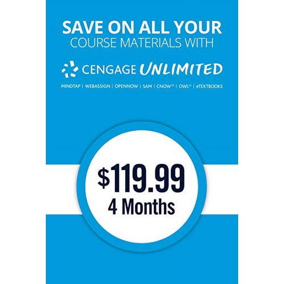 Pre-Owned Cengage Unlimited, 1 term (4 months) Printed Access Card, 9780357700037, 0357700031, Paperback, 1 edition